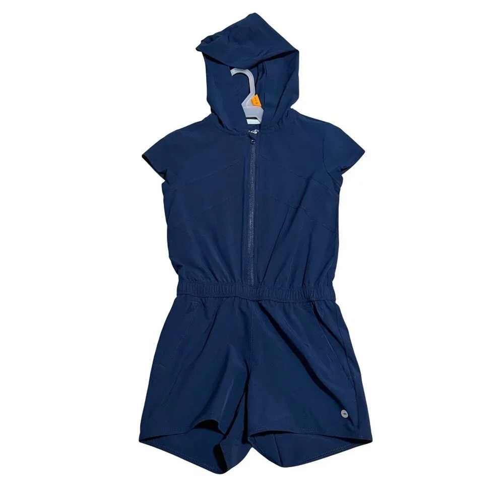 NWT Avia Studio Girls Small 6/6X Navy Hooded Romper One-Piece Casual Activewear - Picture 1 of 5